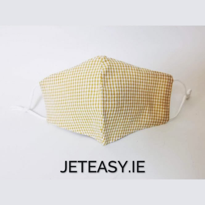 Yellow Gingham Face Covering Mask 3 Piece Hygiene Pack 35